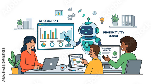 Team of Professionals Collaborating on Artificial Intelligence Project in Modern Office.