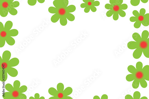 Abstract Floral Frame with Green Leaves Holly Branches and Decorative Flowers for Christmas Greeting Card Border Vector Illustration