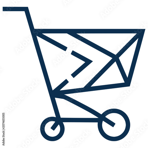 Modern Minimalist Shopping Cart Line Art Icon for E-commerce and Retail Interface