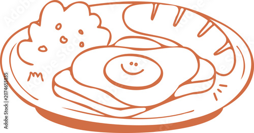 Vector Illustration a plate of Brunch