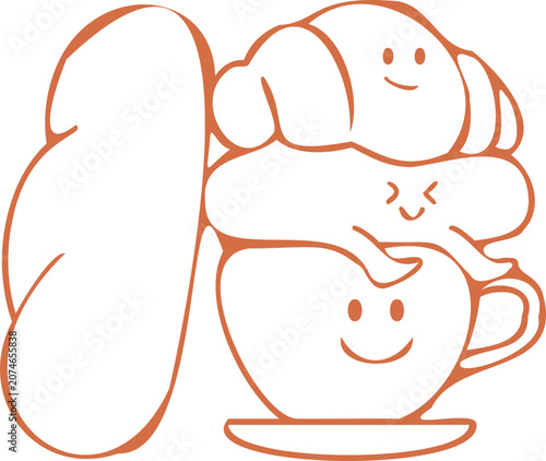 joy coffee and bread illustration