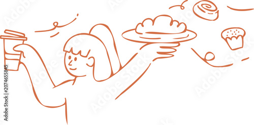 girl serving a bread illustration