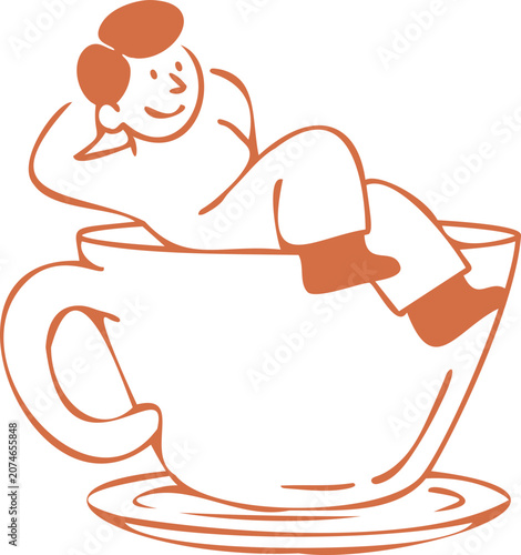 illustration of a man drinking coffee