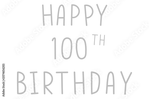 Tableau sur toile Png happy 100th birthday grayscale typography