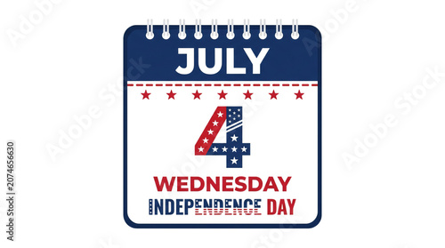 4th of July, Independence Day, American calendar icon, patriotic date