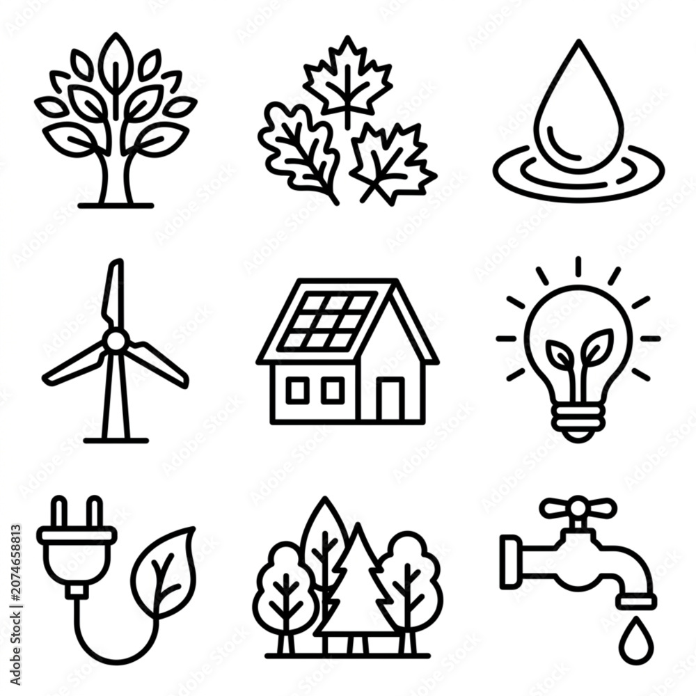 Fototapeta premium Eco friendly icons on white background.