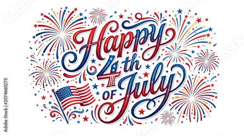 Independence Day, 4th of July, American flag, fireworks, patriotic greeting