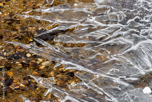 ice crystals along frozen stream