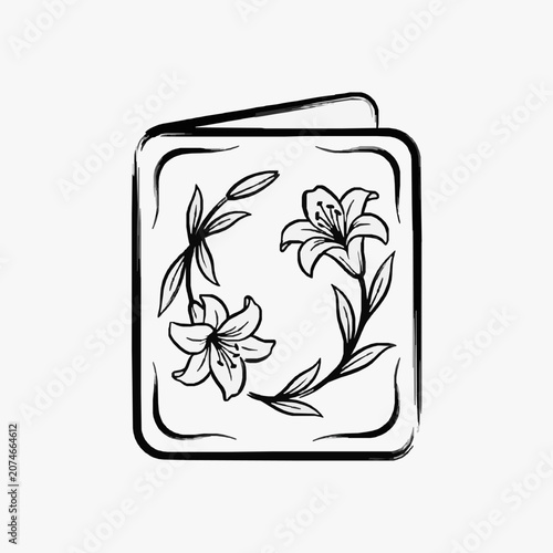 Elegant Lily Flower Illustration on a Card.