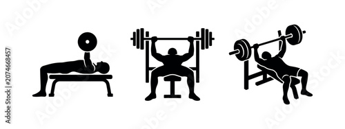 Tableau sur toile Overhead Press Exercise Icons Set