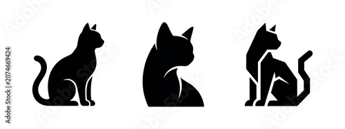 Bild auf Leinwand Sitting Cat Silhouette Icon Set