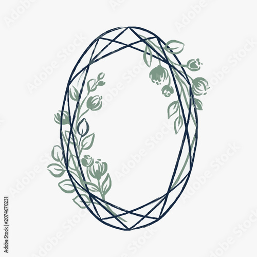 Geometric Oval Frame with Delicate Floral Accents.
