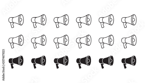 Photos Large group of megaphone vector icons for marketing promotion announcements business communication