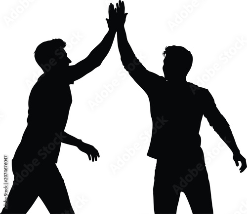 Two men giving a high five