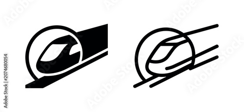Valokuva High-speed train or bullet train icon set in solid and outline style
