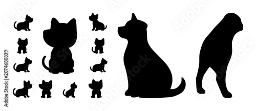 Pet friendly icon set with a black silhouette on white backdrop featuring pet, animal, icons with accessibility and safety