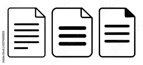 Patent document icon set with solid black outline on white background featuring legal, patent, documentation with copyright and intellectual property