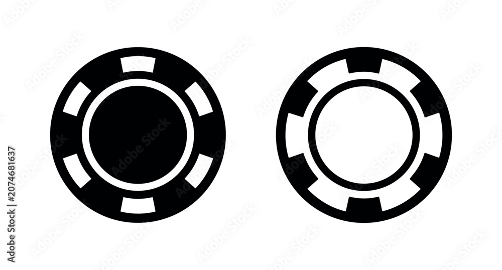 Fototapeta premium Poker chip icon set. Casino and gambling game token symbol.