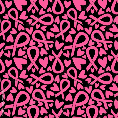 Breast cancer month seamless pink ribbon day mammogram pattern for medical accessories and medicine textiles