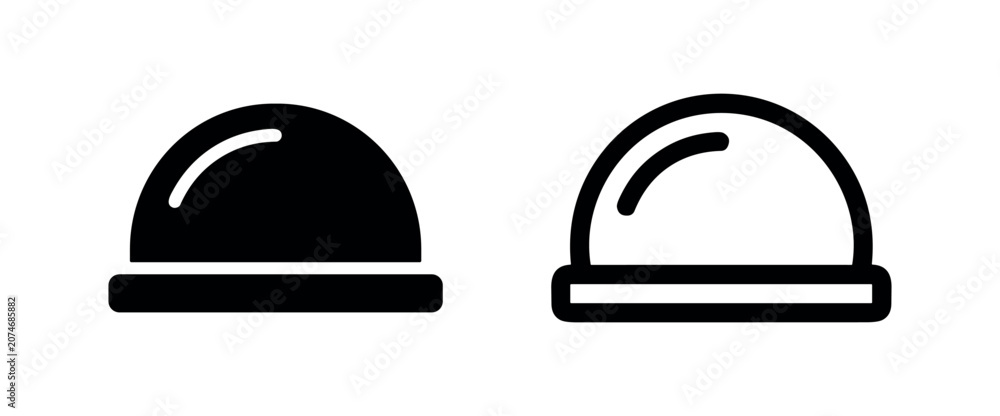 Fototapeta premium Beanie Hat Icon Set: Solid and Outline Styles for Winter Apparel and Fashion
