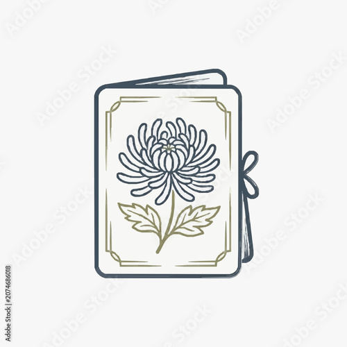 Minimalist line art floral illustration in square frame.