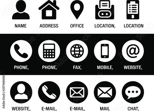 Set of flat vector icons for web and mobile applications business and finance symbols internet communication social media mail home map money arrow mobile design