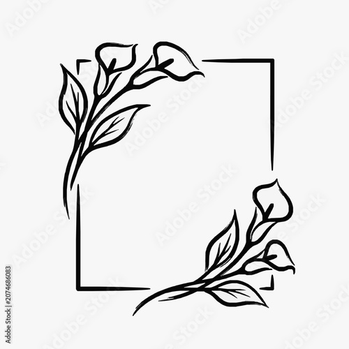 Minimalist line art illustration of a blooming flower.