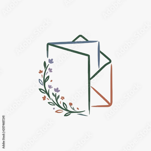 Minimalist line art illustration of a potted cactus.