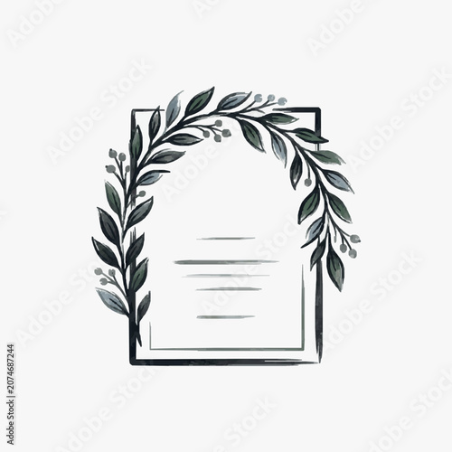 Minimalist line art illustration of a potted olive tree.