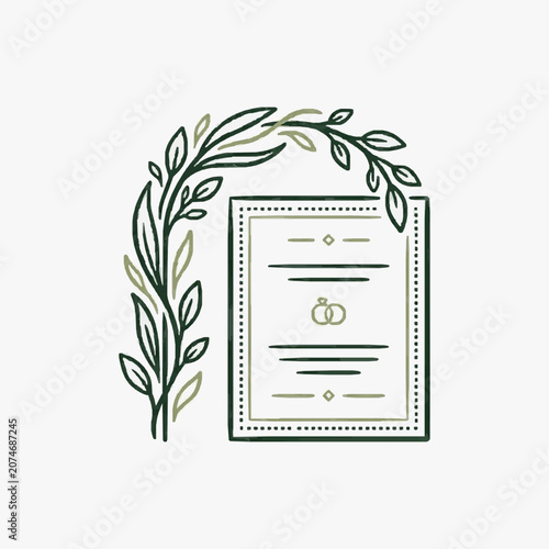 Minimalist line art illustration of a potted olive tree.