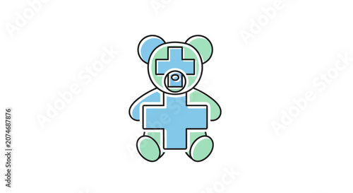 Medical Teddy Bear Icon: Concept of Healthcare, Health, And Treatment Represented, Vector Design