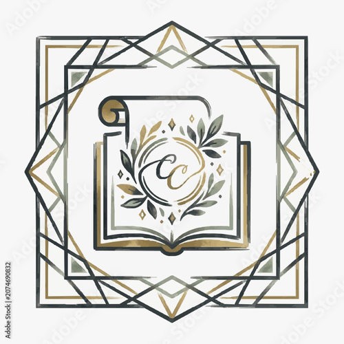 Vintage botanical illustration in ornate frame design.