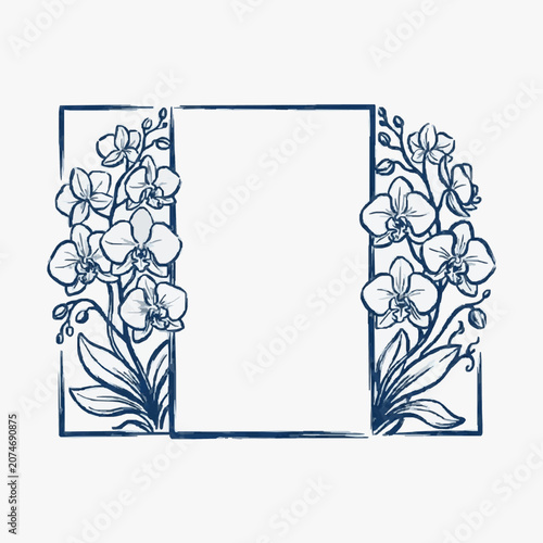 Orchid Flower Border Design with Blank Space for Text.