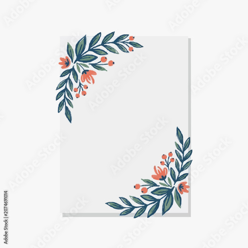 Vibrant blue and red thistle flowers illustration set.