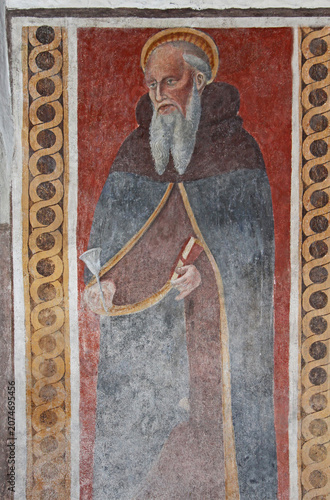 San'Antonio Abate; affresco di Pietro da Cemmo nella chiesa di Santa Maria Assunta a Esine (Brescia)