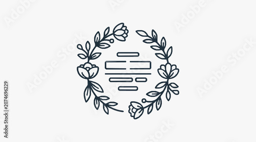 Foto Elegant floral wreath with leaves and blossoms design.