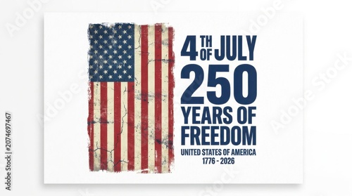 4th of july 250 years of freedom usa sestercentennial anniversary poster isolated on white background