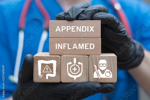 Fotografi Concept of appendix inflamed high-tech healthcare AI diagnosis