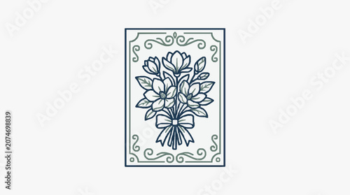 Intricate black and white floral design illustration.