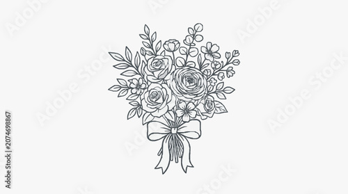 Intricate black and white floral design illustration.
