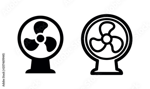 Desk Fan and Portable Electric Fan Icon Set