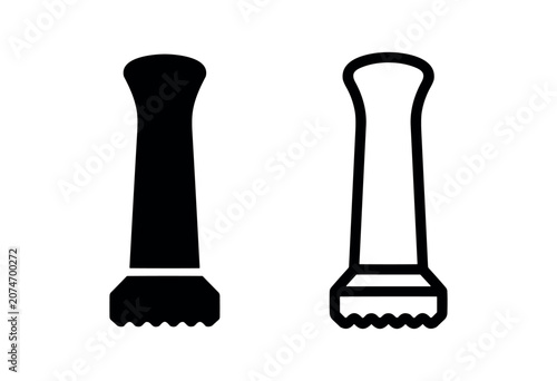 Bild auf Leinwand Cocktail muddler icon in solid and outline style for crushing ingredients in drinks