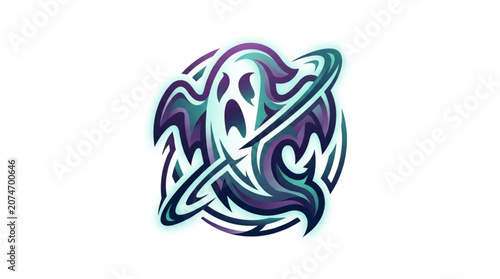 Foto Spooky Ghost Icon with Swirling Lines.