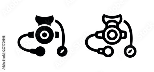 Vászonkép Scuba diving regulator icon in solid and outline styles
