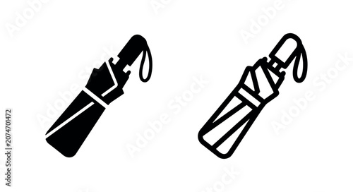 Fotografía Black and white icons of a folded umbrella