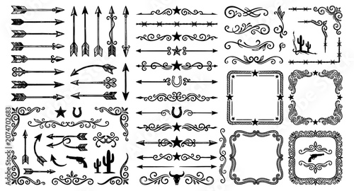 vintage western decorative in engraving