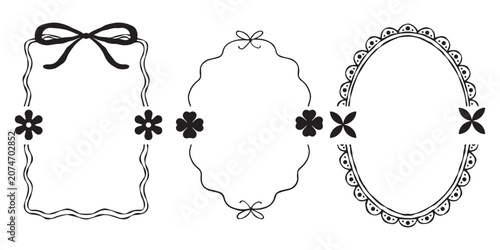 Monochrome Decorative Lace Frame Silhouette