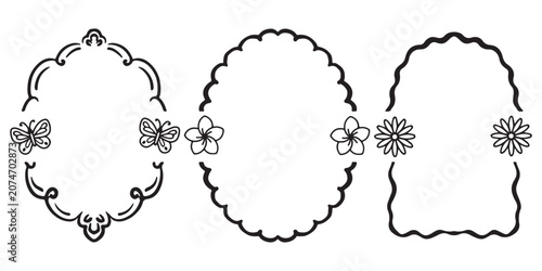 Elegant Baroque Frame Line Art Illustration