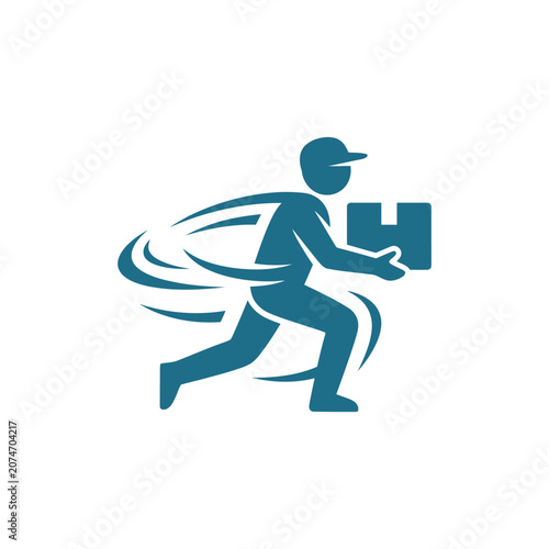 Fotografija Man delivering package quickly outside.