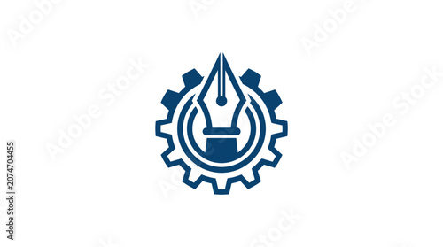 Obraz na plátně Blue gear shaped oil drop logo.